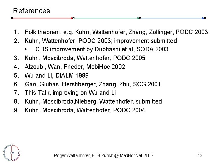 References 1. Folk theorem, e. g. Kuhn, Wattenhofer, Zhang, Zollinger, PODC 2003 2. Kuhn,