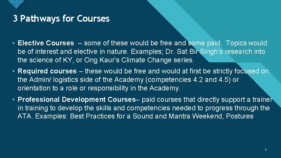 Click 3 Pathways to editfor Master Courses title style • Elective Courses – some