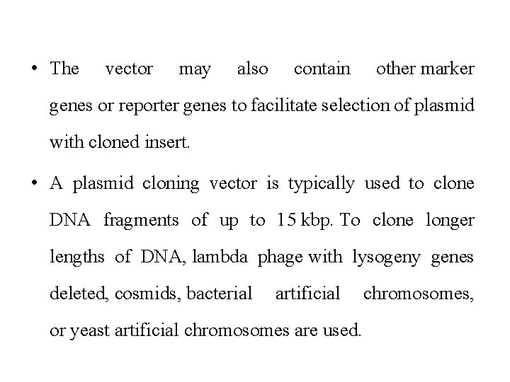  • The vector may also contain other marker genes or reporter genes to