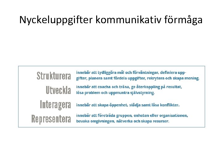 Nyckeluppgifter kommunikativ förmåga 
