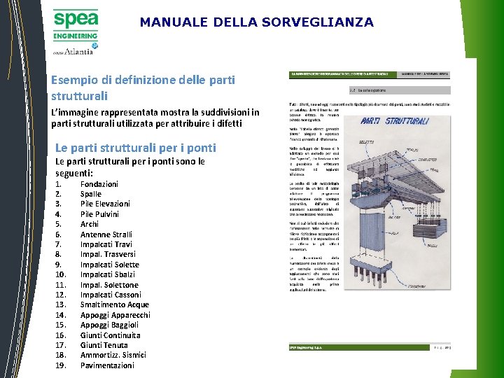 MANUALE DELLA SORVEGLIANZA Esempio di definizione delle parti strutturali L’immagine rappresentata mostra la suddivisioni MANUALE DELLA SORVEGLIANZA Esempio di definizione delle parti strutturali L’immagine rappresentata mostra la suddivisioni