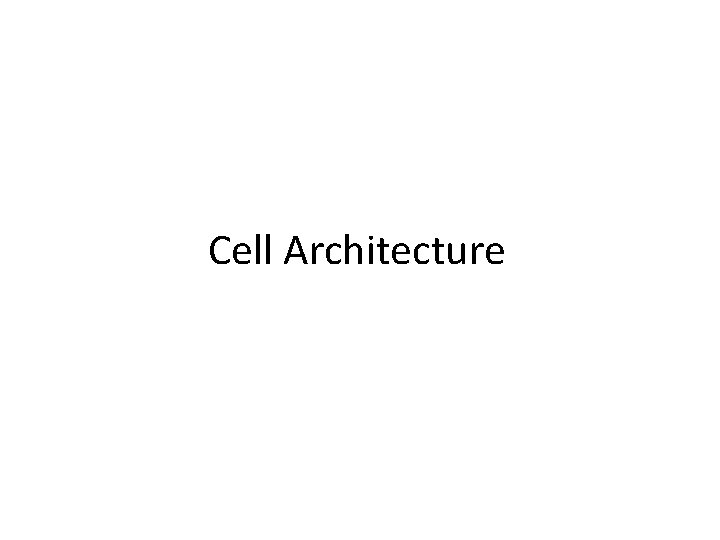 Cell Architecture 