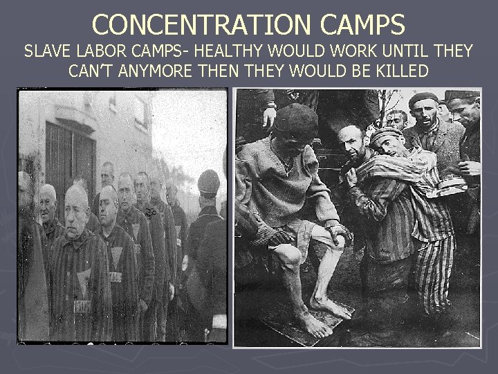 CONCENTRATION CAMPS SLAVE LABOR CAMPS- HEALTHY WOULD WORK UNTIL THEY CAN’T ANYMORE THEN THEY