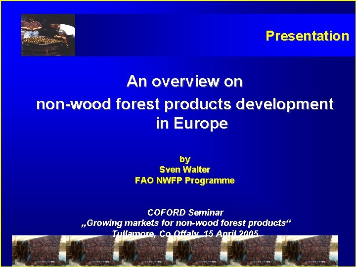 Presentation An overview on non-wood forest products development in Europe by Sven Walter FAO