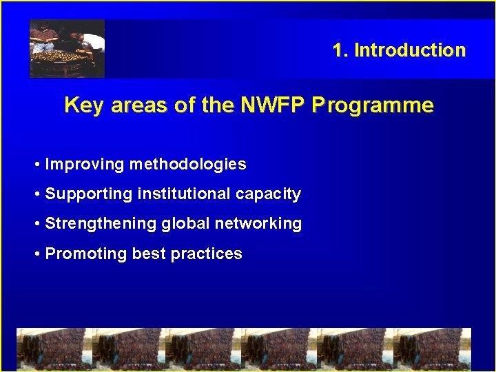 1. Introduction Key areas of the NWFP Programme • Improving methodologies • Supporting institutional