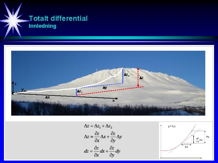 Totalt differential Innledning z 2 z y z 1 x y x z Totalt differential Innledning z 2 z y z 1 x y x z