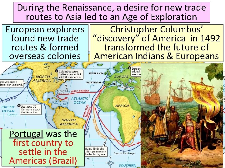 During the Renaissance, a desire for new trade routes to Asia led to an