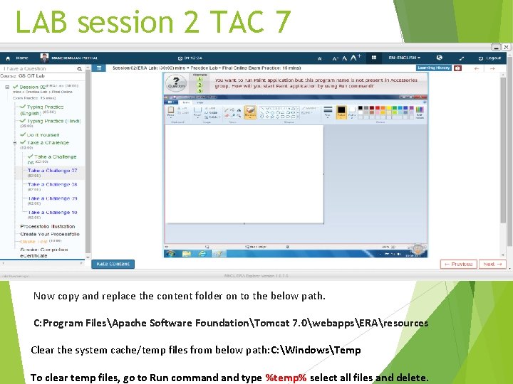 LAB session 2 TAC 7 Now copy and replace the content folder on to