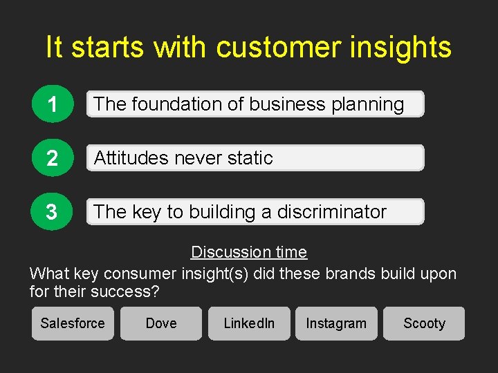 It starts with customer insights 1 The foundation of business planning 2 Attitudes never
