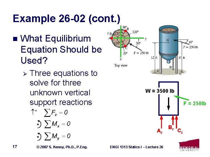 Example 26 -02 (cont. ) n What Equilibrium Equation Should be Used? Ø Three