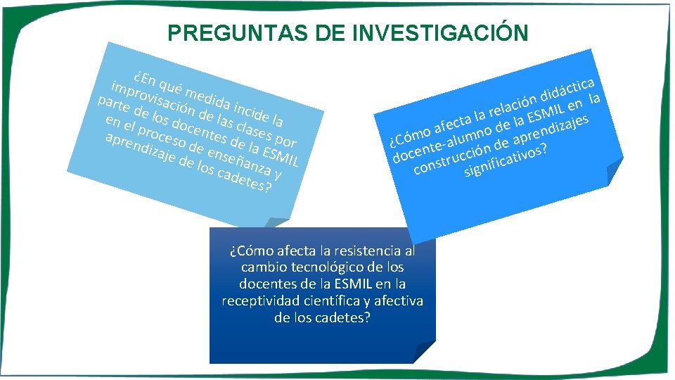 PREGUNTAS DE INVESTIGACIÓN ¿E impr n qué m part ovisaci edida e de incid