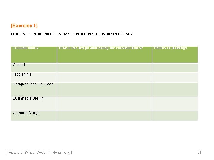 [Exercise 1] Look at your school. What innovative design features does your school have?