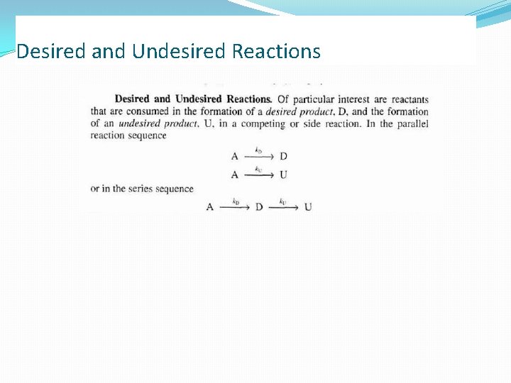 Desired and Undesired Reactions 