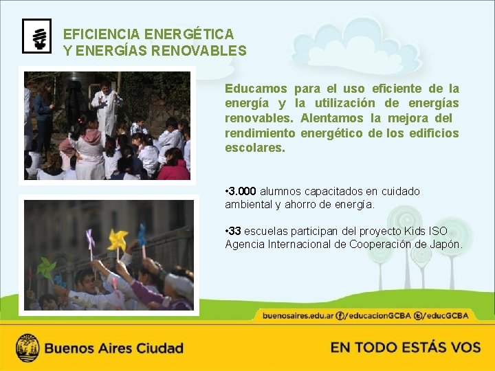 EFICIENCIA ENERGÉTICA Y ENERGÍAS RENOVABLES Educamos para el uso eficiente de la energía y