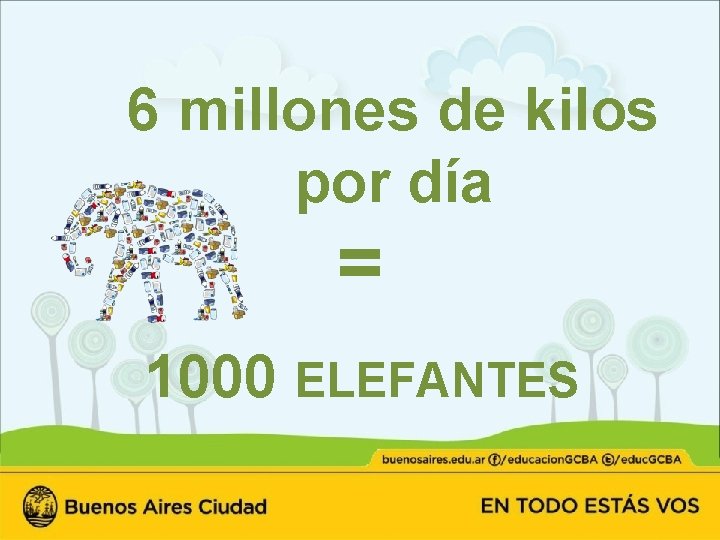 6 millones de kilos por día = 1000 ELEFANTES 