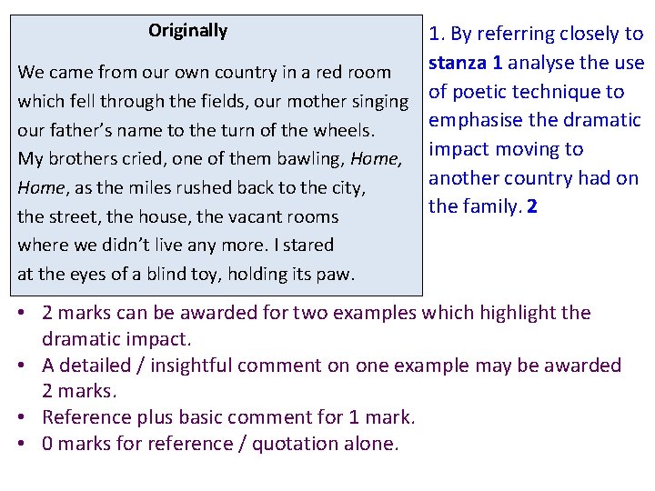 Originally 1. By referring closely to stanza 1 analyse the use We came from