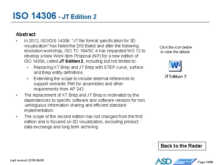 ISO 14306 - JT Edition 2 Abstract • • • In 2012, ISO/DIS 14306: ISO 14306 - JT Edition 2 Abstract • • • In 2012, ISO/DIS 14306: