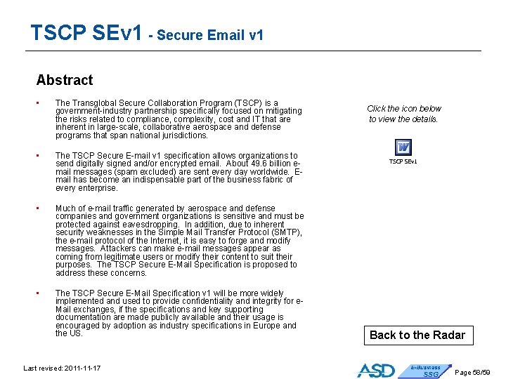 TSCP SEv 1 - Secure Email v 1 Abstract • The Transglobal Secure Collaboration TSCP SEv 1 - Secure Email v 1 Abstract • The Transglobal Secure Collaboration