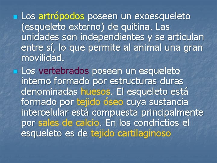 n n Los artrópodos poseen un exoesqueleto (esqueleto externo) de quitina. Las unidades son n n Los artrópodos poseen un exoesqueleto (esqueleto externo) de quitina. Las unidades son
