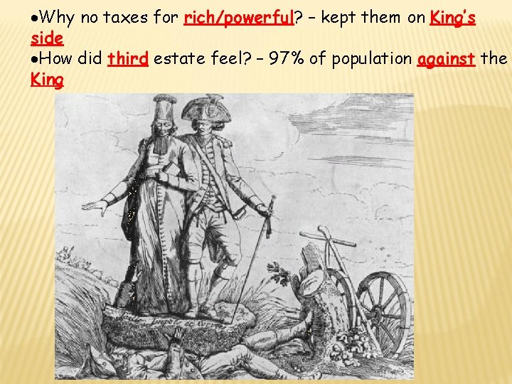  Why no taxes for rich/powerful? – kept them on King’s side How did