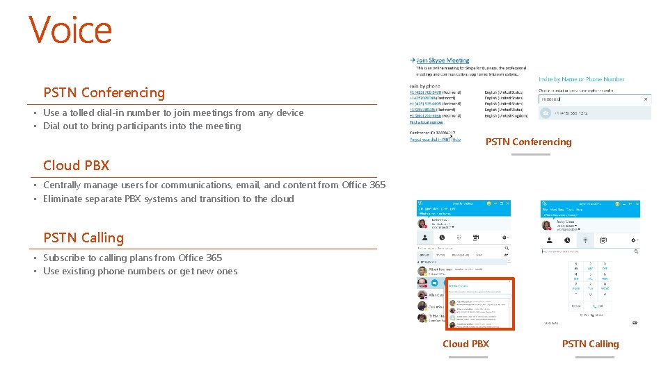 PSTN Conferencing • Use a tolled dial-in number to join meetings from any device