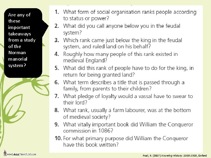 Are any of these important takeaways from a study of the Norman manorial system? Are any of these important takeaways from a study of the Norman manorial system?