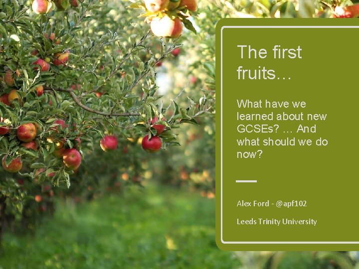 The first fruits… What have we learned about new GCSEs? … And what should The first fruits… What have we learned about new GCSEs? … And what should