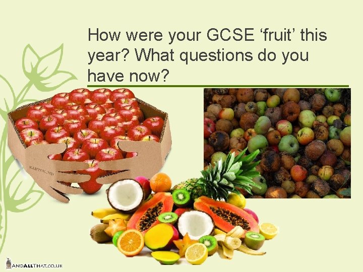 How were your GCSE ‘fruit’ this year? What questions do you have now? How were your GCSE ‘fruit’ this year? What questions do you have now?