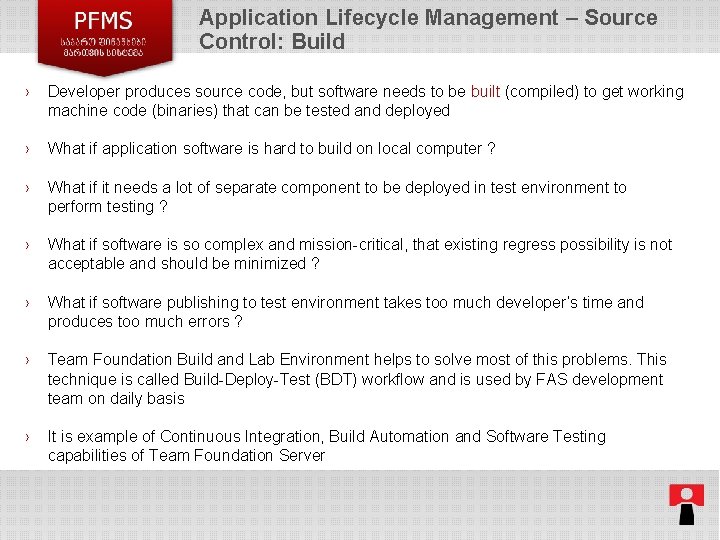 Application Lifecycle Management – Source Control: Build › Developer produces source code, but software Application Lifecycle Management – Source Control: Build › Developer produces source code, but software