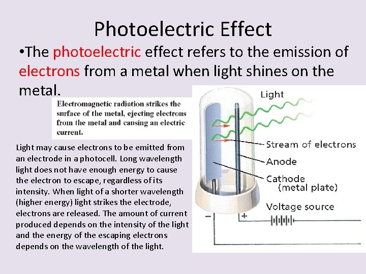 Photoelectric Effect • The photoelectric effect refers to the emission of electrons from a