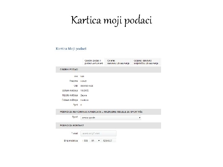 Kartica moji podaci 