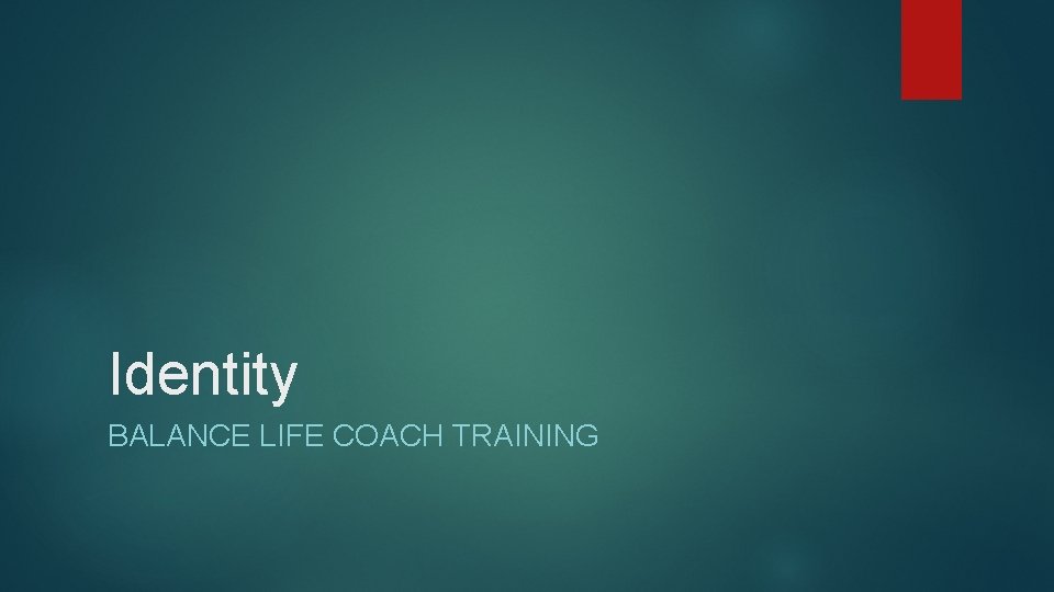 Identity BALANCE LIFE COACH TRAINING 