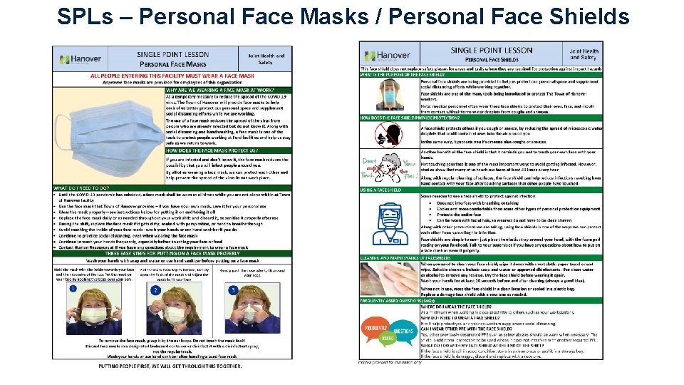 SPLs – Personal Face Masks / Personal Face Shields 