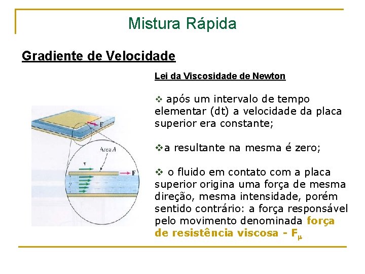 Mistura Rápida Gradiente de Velocidade Lei da Viscosidade de Newton v após um intervalo