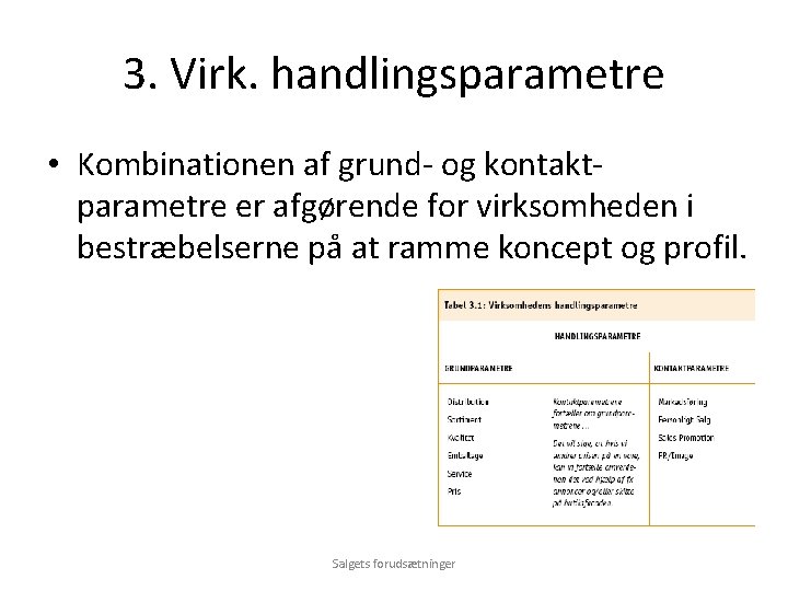 3. Virk. handlingsparametre • Kombinationen af grund- og kontaktparametre er afgørende for virksomheden i