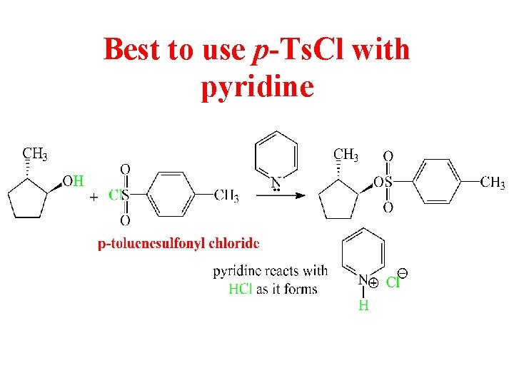 Best to use p-Ts. Cl with pyridine 