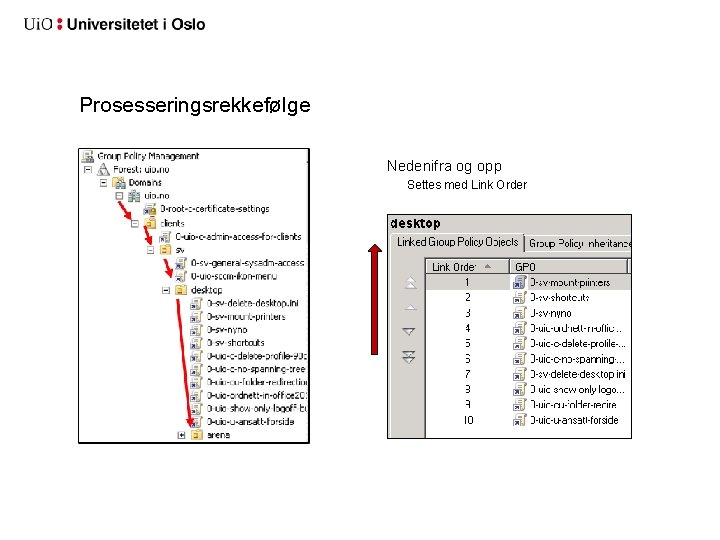 Prosesseringsrekkefølge Nedenifra og opp Settes med Link Order 