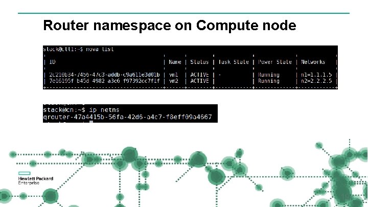 Router namespace on Compute node 19 