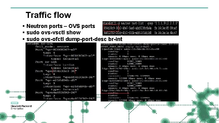 Traffic flow § Neutron ports – OVS ports § sudo ovs-vsctl show § sudo