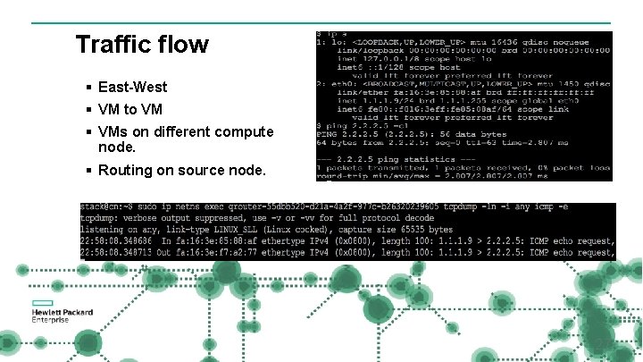 Traffic flow § East-West § VM to VM § VMs on different compute node.