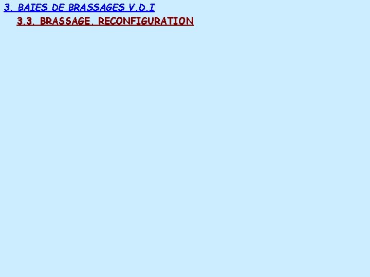 3. BAIES DE BRASSAGES V. D. I 3. 3. BRASSAGE, RECONFIGURATION Pc 1 Baie 3. BAIES DE BRASSAGES V. D. I 3. 3. BRASSAGE, RECONFIGURATION Pc 1 Baie