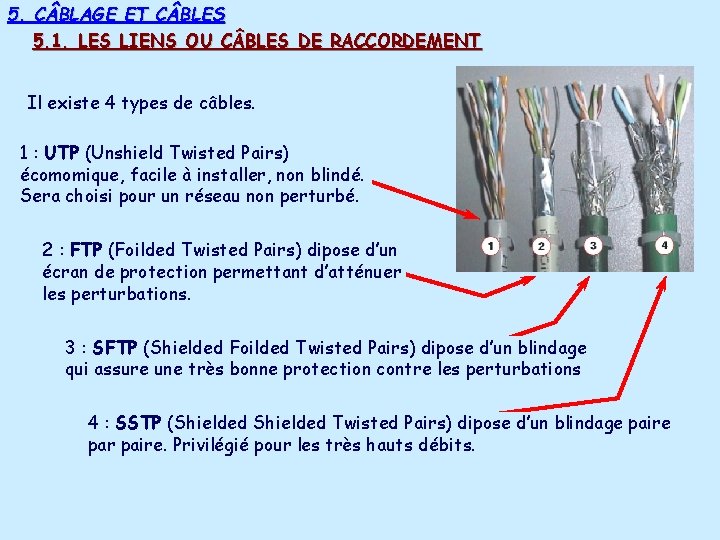5. C BLAGE ET C BLES 5. 1. LES LIENS OU C BLES DE 5. C BLAGE ET C BLES 5. 1. LES LIENS OU C BLES DE
