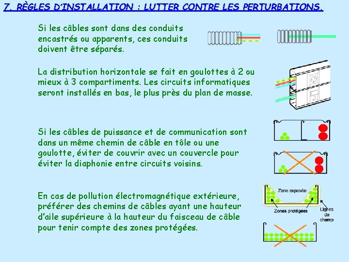 7. RÈGLES D’INSTALLATION : LUTTER CONTRE LES PERTURBATIONS. Si les câbles sont dans des 7. RÈGLES D’INSTALLATION : LUTTER CONTRE LES PERTURBATIONS. Si les câbles sont dans des