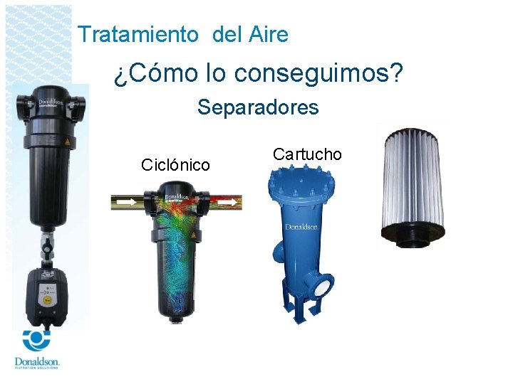 Tratamiento del Aire ¿Cómo lo conseguimos? Separadores Ciclónico Cartucho 