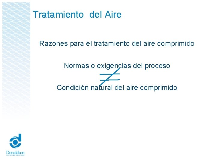 Tratamiento del Aire Razones para el tratamiento del aire comprimido Normas o exigencias del