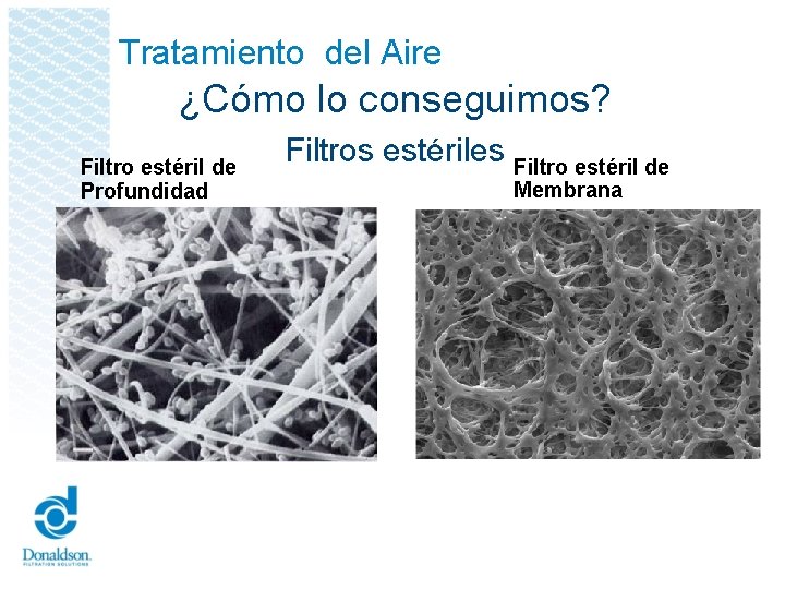 Tratamiento del Aire ¿Cómo lo conseguimos? Filtro estéril de Profundidad Filtros estériles Filtro estéril