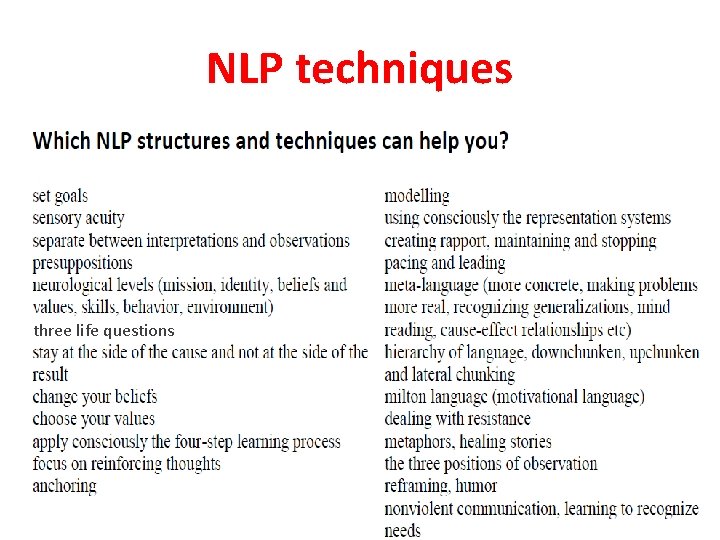 NLP techniques three life questions NLP techniques three life questions