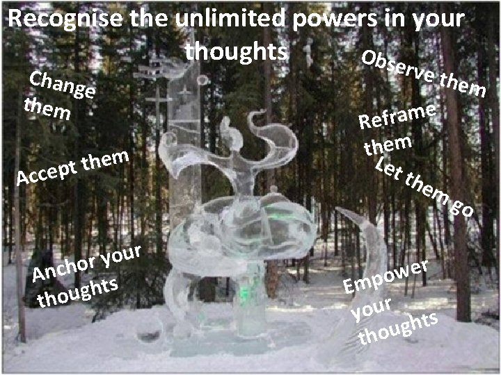 Recognise the unlimited powers in your thoughts Obse Chang e them m e h Recognise the unlimited powers in your thoughts Obse Chang e them m e h