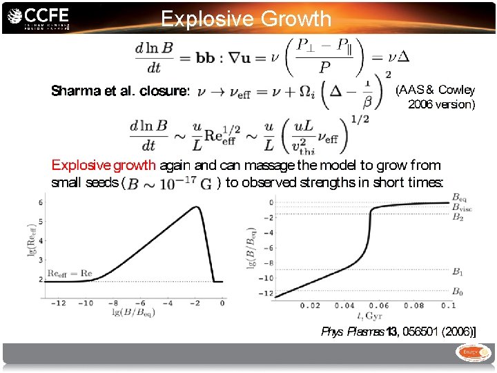 Explosive Growth • MORE COLLISIONS? – mode scatters particles. effective collision rate Sharma, Hammett