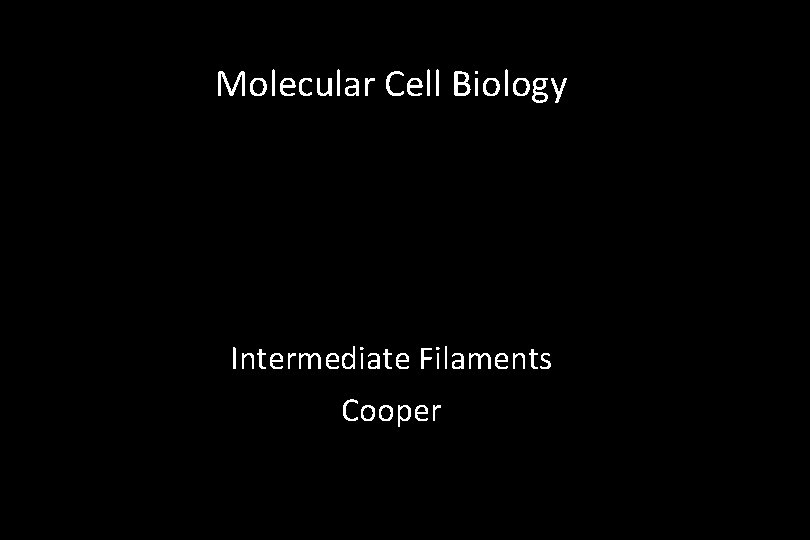 Molecular Cell Biology Intermediate Filaments Cooper 